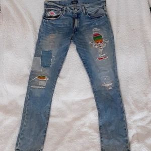 Polo Ralph Lauren Sullivan Slim Arroyo Laguna Aztec Patchwork Patch Jeans 32x32